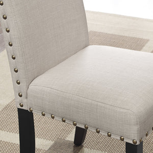 Fabric Dining Chairs with Nailhead Trim — Set of 2