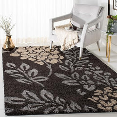 Shag Area Rug – Floral Design, Non-Shedding, 1.2-Inch Thick Polypropylene