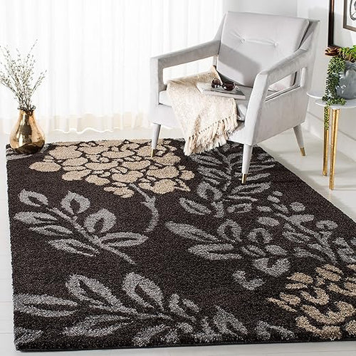 Shag Area Rug – Floral Design, Non-Shedding, 1.2-Inch Thick Polypropylene