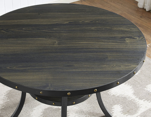 5-Piece Round Counter Height Dining Set with Fabric Nailhead Stools