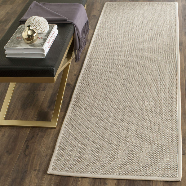 Marble Sisal Runner Rug 2'6" x 22' – Flat Woven with Fabric Border