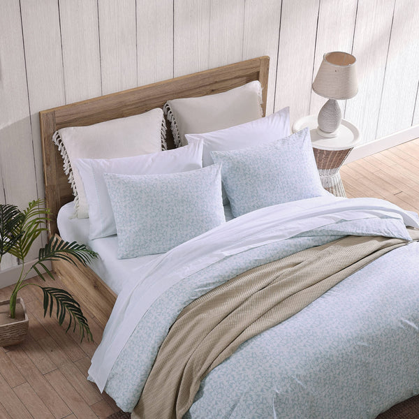 Tropical Floral Cotton Duvet Cover Set with Shams