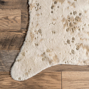 Animal Print Faux Cowhide Area Rug – 5' x 6'7" Off-White Gold