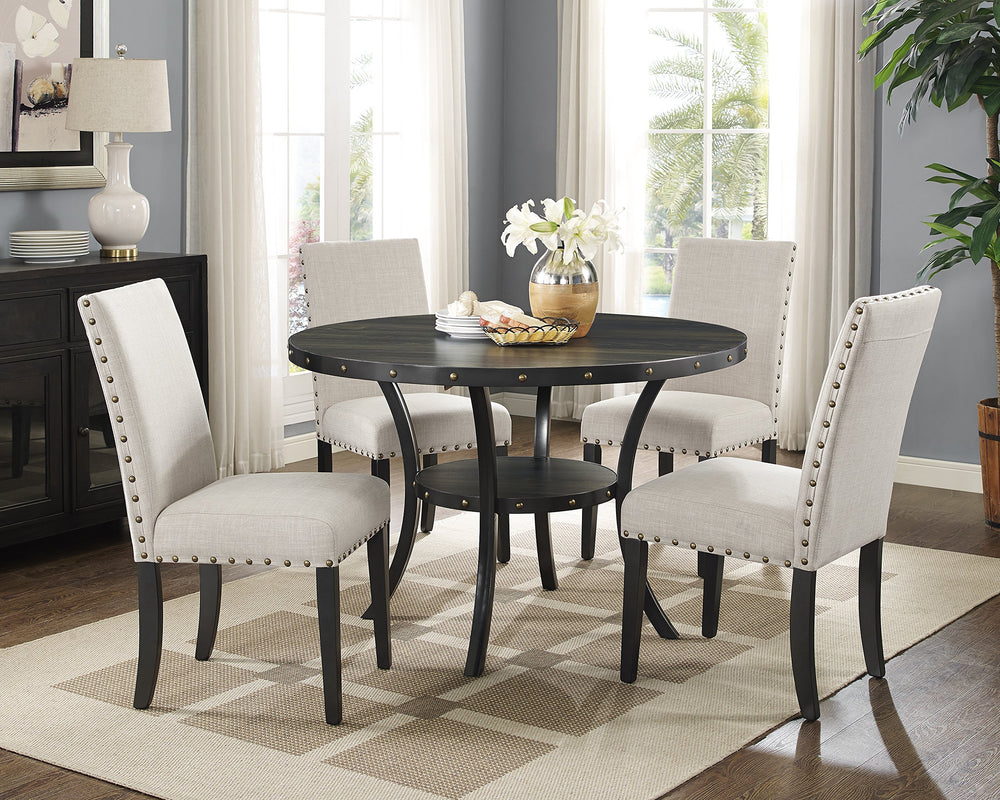Fabric Dining Chairs with Nailhead Trim — Set of 2