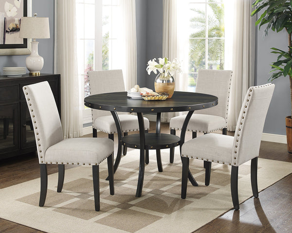 Fabric Dining Chairs with Nailhead Trim — Set of 2