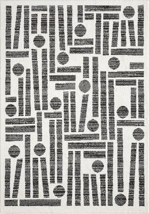 Cream & Grey Geometric Area Rug