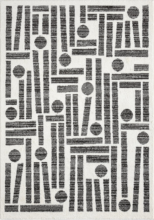 Cream & Grey Geometric Area Rug