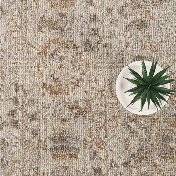 Beige Vintage Floral Area Rug – Polypropylene, Non-Shedding, Pet & Kid Friendly