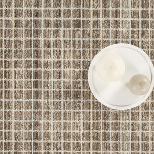 Brown Micro Grid Area Rug – Geometric, Non-Shedding, Pet-Friendly