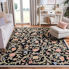 Hand-Hooked Wool Area Rug 8x10 – Floral French Country Design