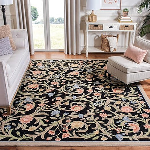 Hand-Hooked Wool Area Rug 8x10 – Floral French Country Design
