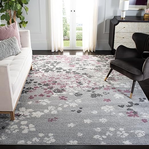 Floral Area Rug 10x14 Rectangular – Polypropylene, Non-Shedding, Indoor