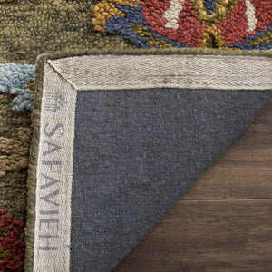Handmade Wool Floral Runner Rug 2'3" x 8' – Green & Multi