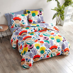Cotton Floral Duvet Cover Set with Shams