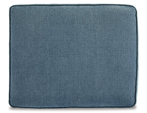 Blue Crosshatched Accent Ottoman with Wood Legs