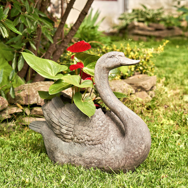 Swan Flower Planters Set of 2 — Magnesium, Indoor & Outdoor