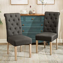 Tufted Parsons Dining Chair Set of 2 – Upholstered High-Back Wood Frame