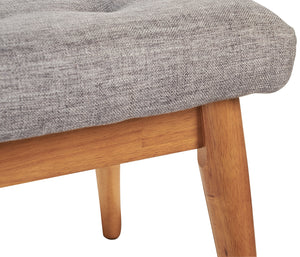 Mid-Century Wood Dining Bench with Tufted Cushion