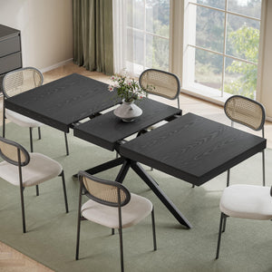 Extendable Rectangular Dining Table with Hidden Storage