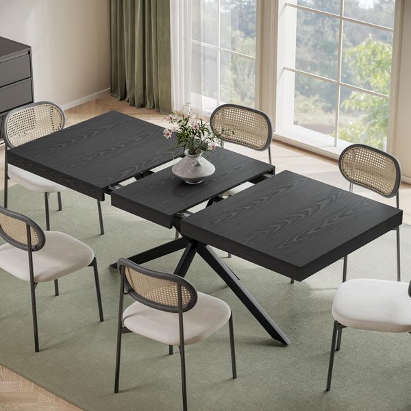 Extendable Rectangular Dining Table with Hidden Storage