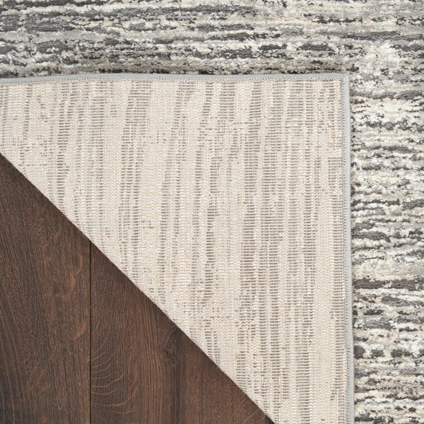 Ivory Grey Abstract Area Rug – Recycled Polyester, Low-Pile, Multi-Size
