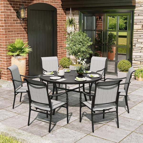 Outdoor Patio Dining Set with Textilene Chairs & Rectangular Table