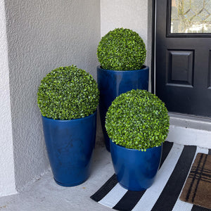 Blue Plastic Plant Pots Set of 3 with Drainage Hole and Saucer