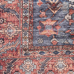 Machine Washable Persian Area Rug – Navy & Brick