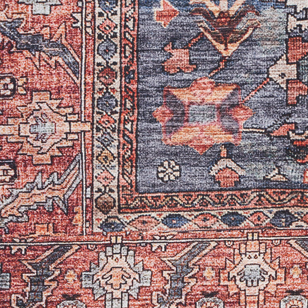Machine Washable Persian Area Rug – Navy & Brick