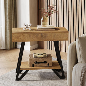 2-Tier Narrow Side Table with Storage Shelf – Set of 2