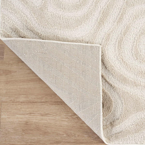 Cream Sculpted Swirl Area Rug
