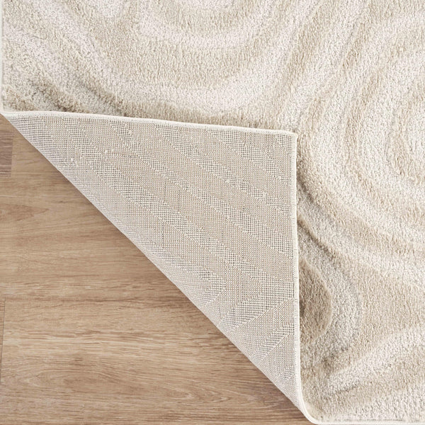 Cream Sculpted Swirl Area Rug