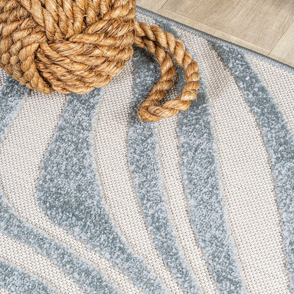 High-Low Abstract Striped Indoor Outdoor Area Rug 7'9" x 10'