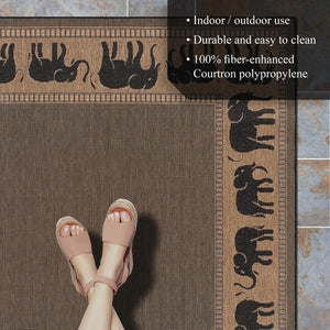 Indoor Outdoor Flatwoven Area Rug 7'6" x 10'9" Cocoa Black