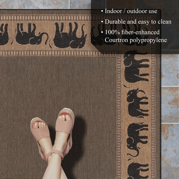 Indoor Outdoor Flatwoven Area Rug 7'6" x 10'9" Cocoa Black