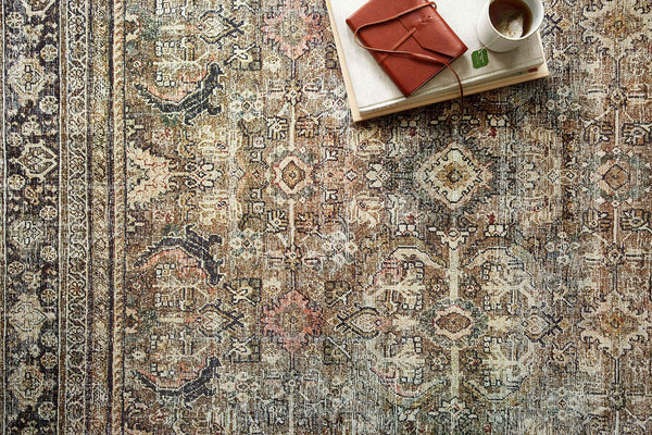 Olive Charcoal Vintage Distressed Area Rug 9'6" x 14'