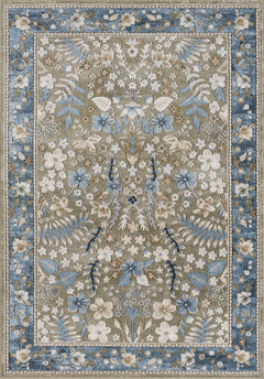 Green Vintage Floral Area Rug