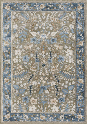 Green Vintage Floral Area Rug