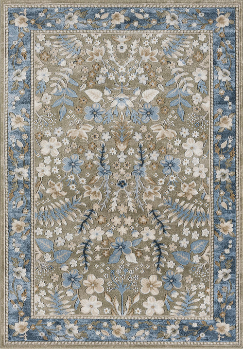Green Vintage Floral Area Rug