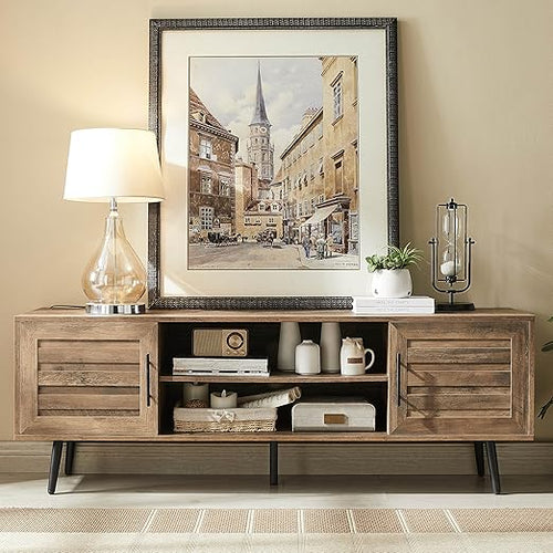 Mid-Century Modern TV Stand with Storage Cabinet – Fits TVs up to 65"