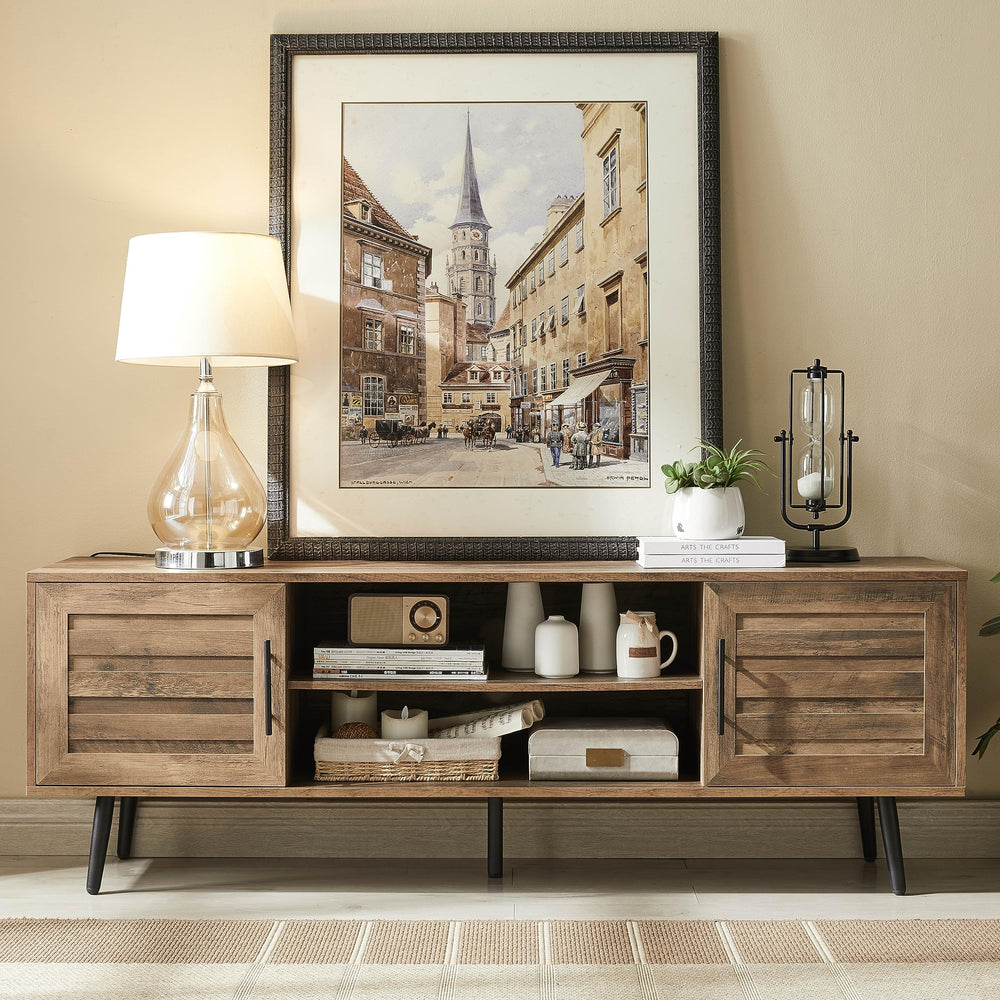 Mid-Century Modern TV Stand with Storage Cabinet – Fits TVs up to 65"