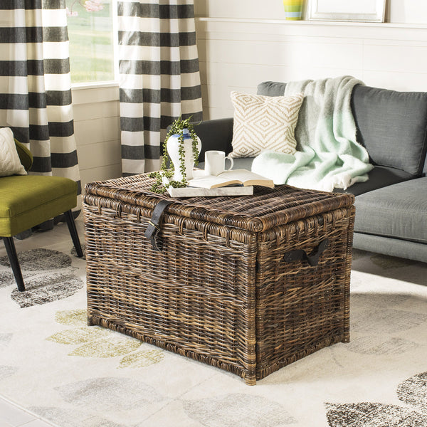 Wicker Storage Trunk with Lid – Collapsible Rattan Chest