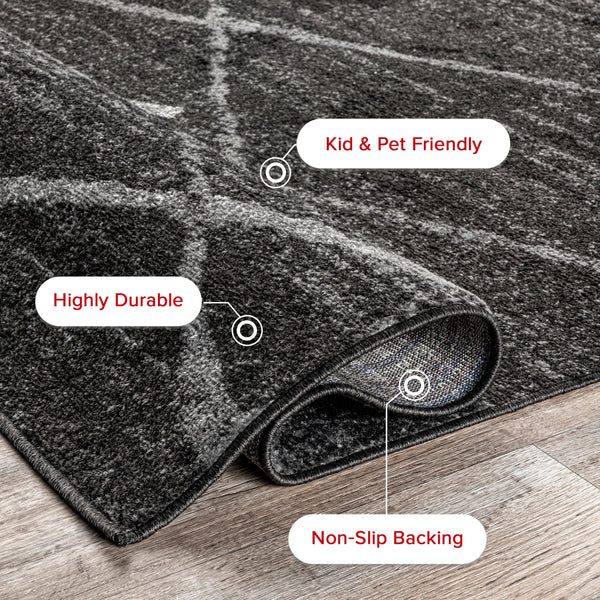 12x15 Abstract Area Rug – Polypropylene, Non-Slip, Stain Resistant