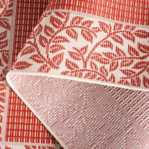 6'7" Square Indoor Outdoor Area Rug – Red & Natural