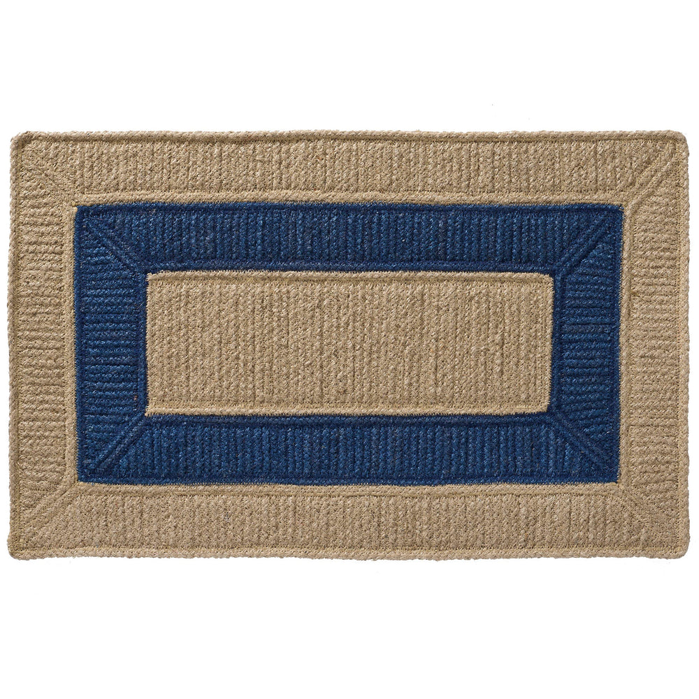 Jute Cotton Doormat 18x30 – Handwoven, Reversible, Navy