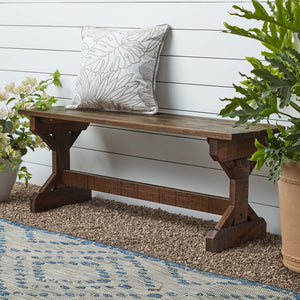 Meranti Wood Farmhouse Bench with Walnut Stain