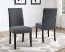 Grey Fabric Dining Chairs with Nailhead Trim – Set of 2