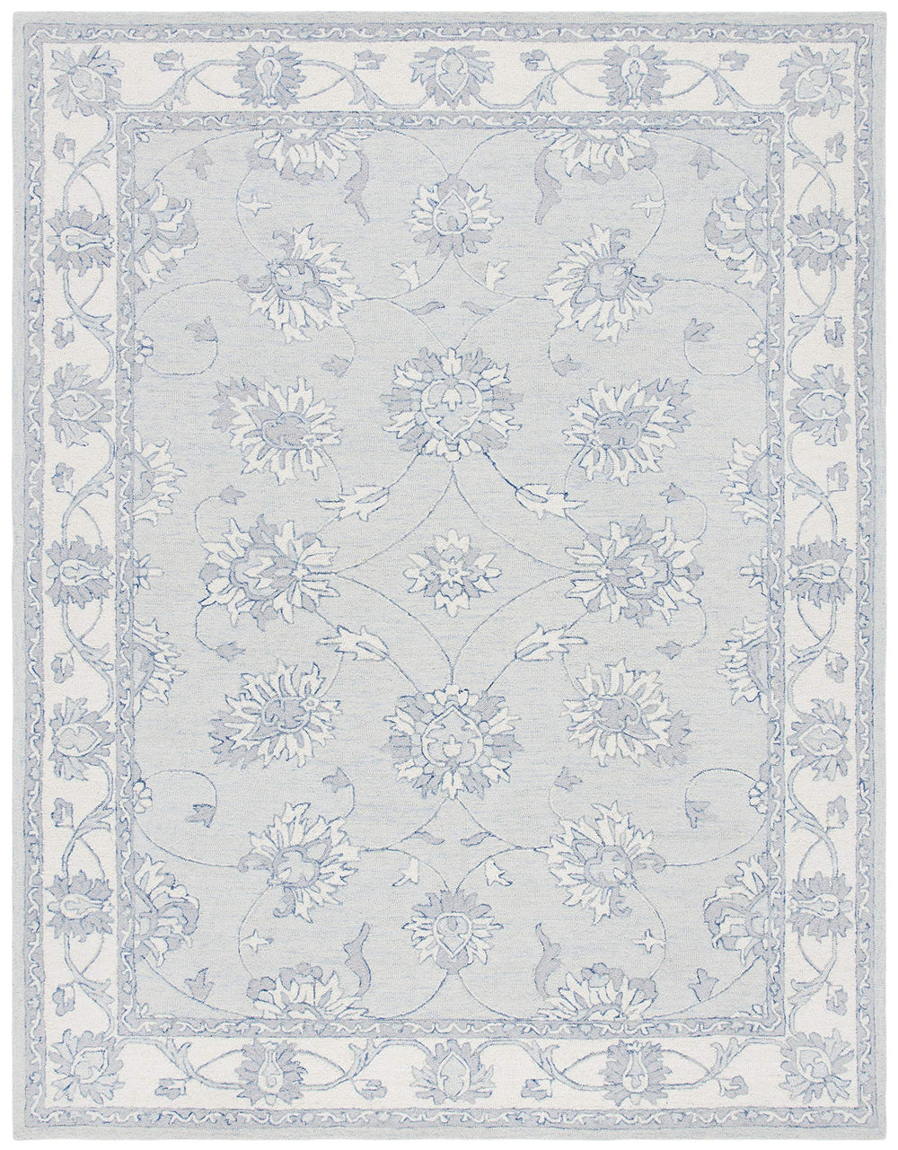 Hand-Tufted Wool Area Rug 9x12 Transitional Trellis Medallion