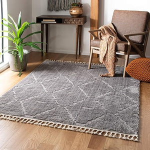 Moroccan Shag Area Rug – 5'3" x 7'6" Geometric Diamond Pattern