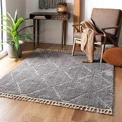 Moroccan Shag Area Rug – Geometric Diamond Trellis Design